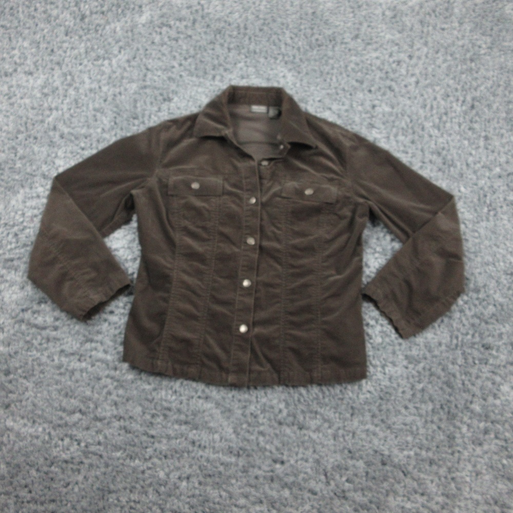 Additions by Chicos Jacket Womens 1 Corduroy Button Front Casual Coat Blazer